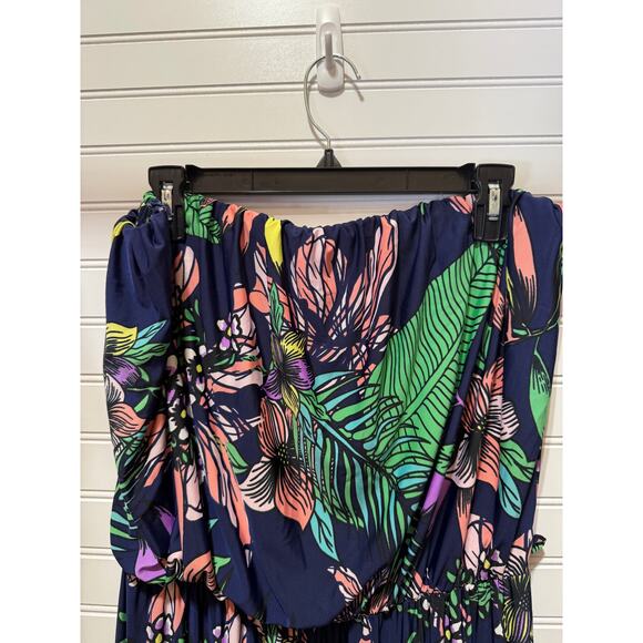 Beach Break Strapless Tropical Print Wide Leg Jumpsuit & Bolero Sweater Size XL - Picture 5 of 14